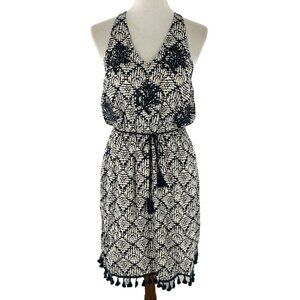 NEW Thml Blue and White Embroidered Batik Print Cut-Out Dress Size L